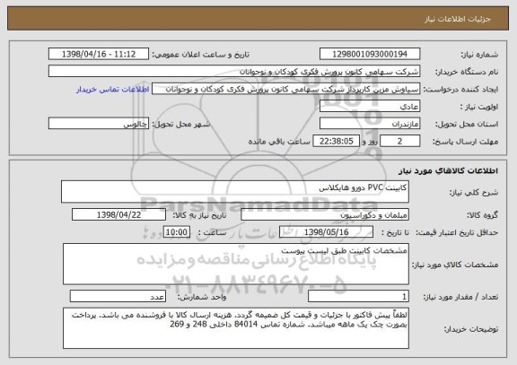 استعلام کابینت PVC دورو هایکلاس