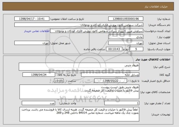 استعلام ظروف چینی