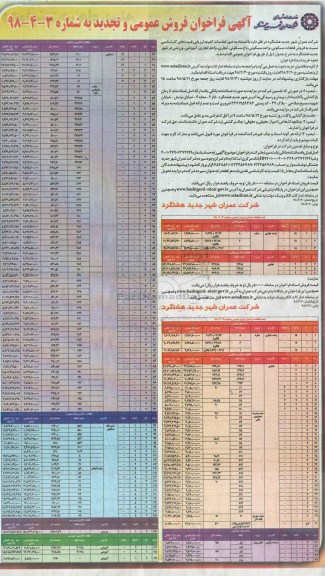 آگهی مزایده مزایده فروش قطعات مسکونی ، واحد مسکونی و تجاری 