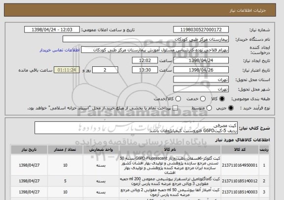 استعلام کیت مصرفی
ردیف 5-کیتG6PD فلوروسنت کیمیاپژوهان باشد