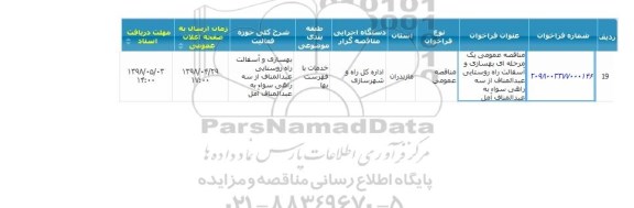 مناقصه، مناقصه بهسازی و آسفالت راه روستایی ...