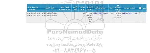 مزایده ، مزایده فروش سه خط تلفن