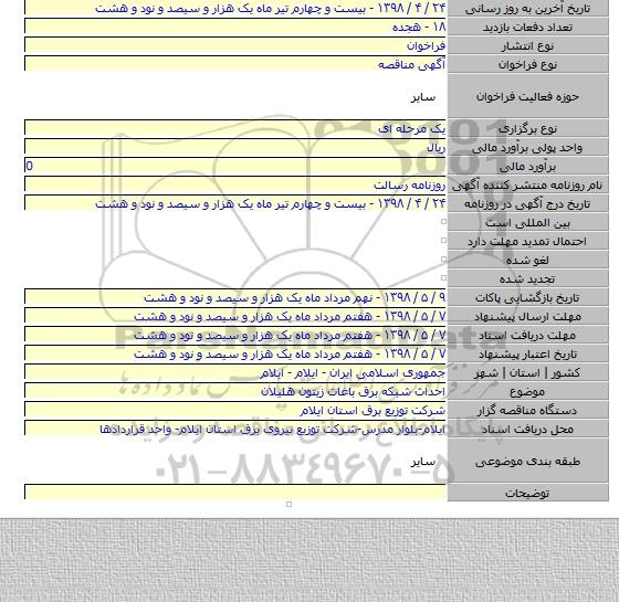 احداث شبکه برق باغات زیتون هلیلان