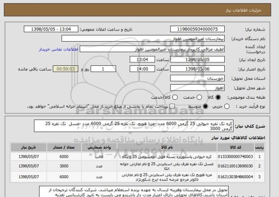 استعلام کره تک نفره حیوانی 25 گرمی 6000 عدد -مربا هویج  تک نفره 25 گرمی 6000 عدد -عسل  تک نفره 25 گرمی 3000