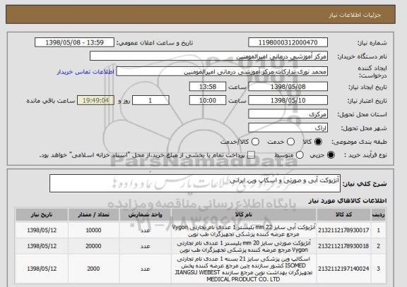 استعلام آنژیوکت آبی و صورتی و اسکاپ وین ایرانی