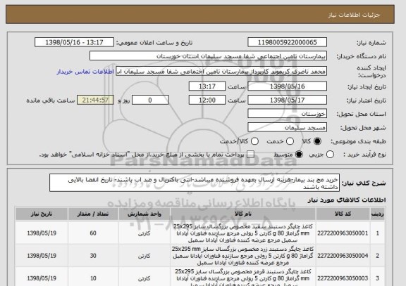 استعلام خرید مچ بند بیمار-هزینه ارسال بعهده فروشنده میباشد-انتی باکتریال و ضد اب باشند- تاریخ انقضا بالایی داشته باشند