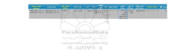 مزایده , مزایده  اجاره چاپ و تکثیر