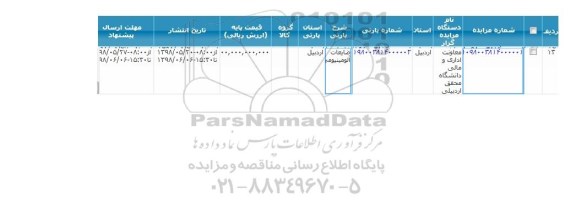 مزایده ضایعات آلومینیومی 