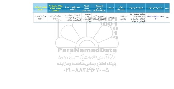 مناقصه , مناقصه خرید خدمات حراست و نگهبانی