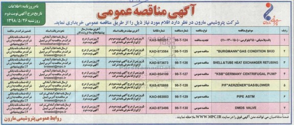 آگهی مناقصه عمومی , مناقصه پالت پلاستیکی و ...نوبت دوم