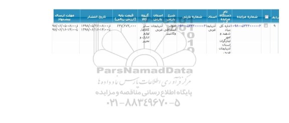 مزایده , مزایده اموال اسقاطی و کانتینر 