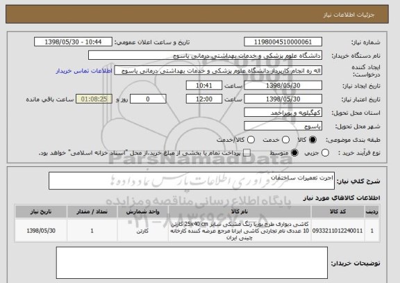 استعلام اجرت تعمیرات ساختمان