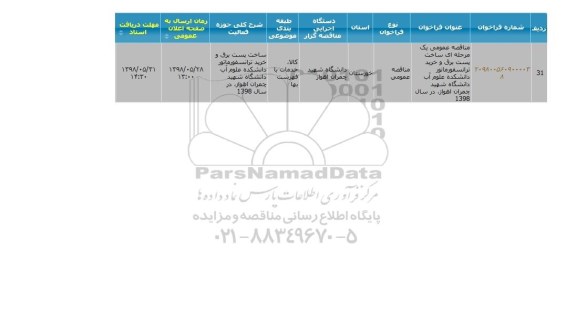 مناقصه,مناقصه ساخت پست برق و خرید ترانسفورماتور 