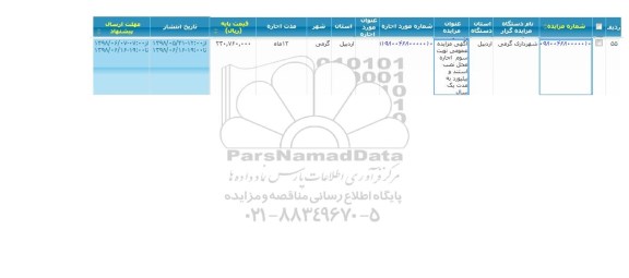 مزایده , مزایده اجاره محلهای نصب استند و بیلبورد 