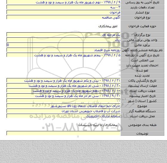 اجرای خط انتقال فاضلاب شمال زون ۵N نسیم شهر