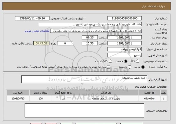 استعلام اجرت تعمیر ساختمان