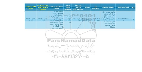 مناقصه ,مناقصه خدمات نظارت بر صید انواع آبزیان دریایی