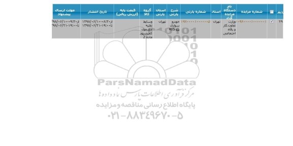 مزایده خودرو سواری پژو 405