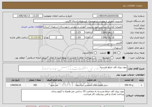 استعلام بتون ریزی کف حیاط مدرسه