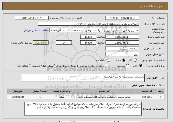 استعلام لایسنس سیمانتیک به شرح پیوست