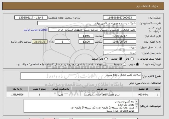 استعلام ساخت کلیپ معرفی موزه پست