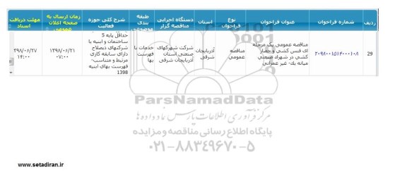 مناقصه , مناقصه فنس کشی و حصارکشی در شهرک صنعتی