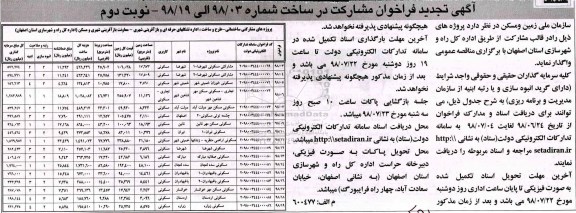 تجدید فراخوان,  فراخوان مشارکت در ساخت -تجدید - نوبت دوم 