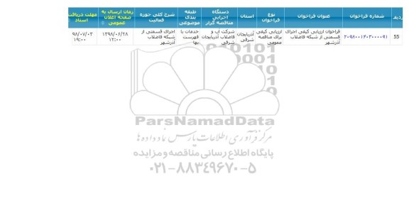 فراخوان مناقصه,مناقصه  اجرای قسمتی از شبکه فاضلاب