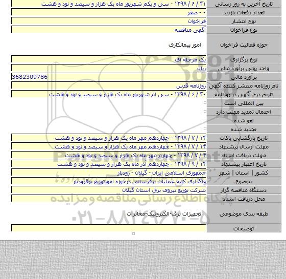 واگذاری کلیه عملیات برقرسانی درحوزه امورتوزیع برقرودبار