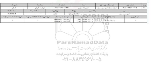 مزایده ، مزایده ساختمان و مغازه و تجاری 34.97