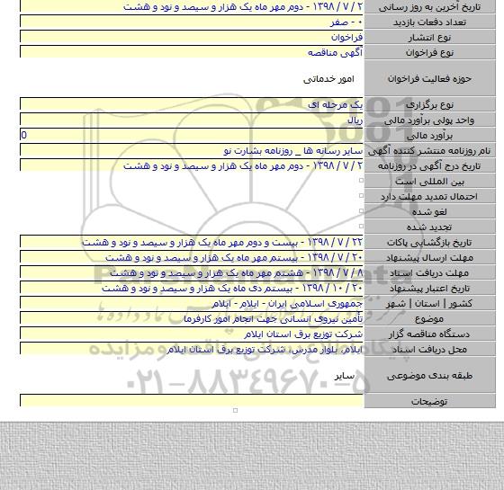 تأمین نیروی انسانی جهت انجام امور کارفرما