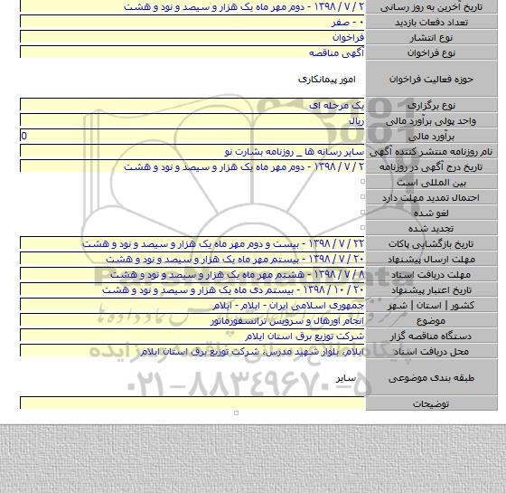 انجام اورهال و سرویس ترانسفورماتور