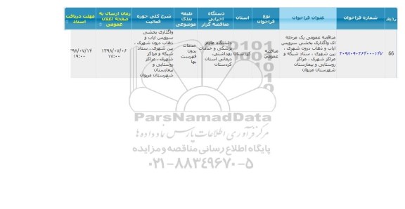 مناقصه, مناقصه واگذاری سرویس ایاب و ذهاب درون شهری....