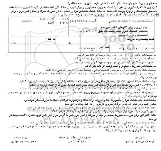 مناقصه جمع آوری و برش تابلوها