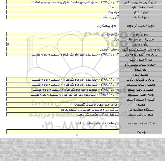 اجرای خط انتقال فاضلاب گلستان