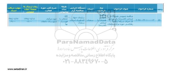 مناقصه, مناقصه خدمات پشتیبانی و کلیه کارهای اعلامی 