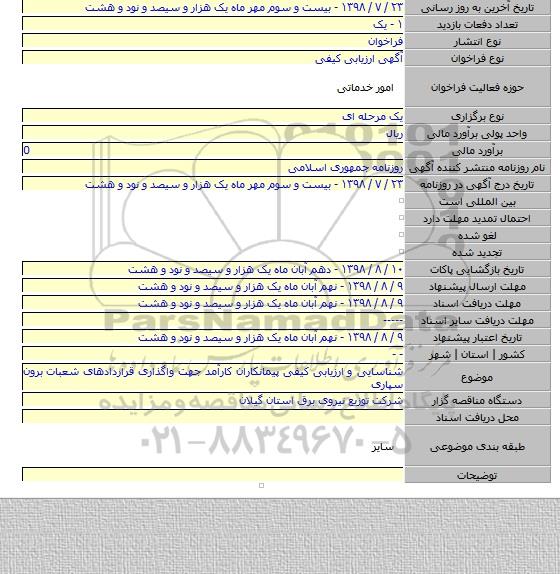 شناسایی و  ارزیابی کیفی پیمانکاران کارآمد جهت واگذاری قراردادهای شعبات برون سپاری