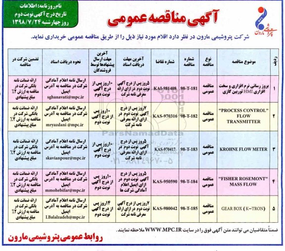 مناقصه ، مناقصه بروز رسانی نرم افزاری و سخت افزاری HMI توربین گازی و...نوبت دوم 