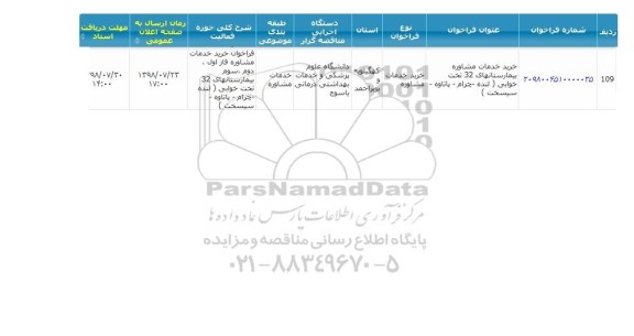 مناقصه , مناقصه خرید خدمات مشاوره بیمارستانهای 32 تخت خوابی