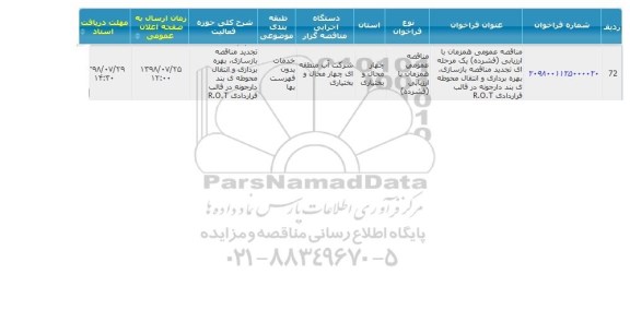 مناقصه  بازسازی بهره برداری و انتقال محوطه 