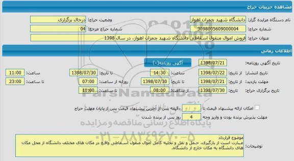 حراج, حراج فروش اموال منقول اسقاطی 