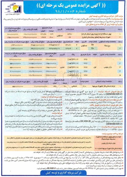 آگهی مزایده عمومی , مزایده واگذاری عرصه و اعیان دو واحد مسکونی