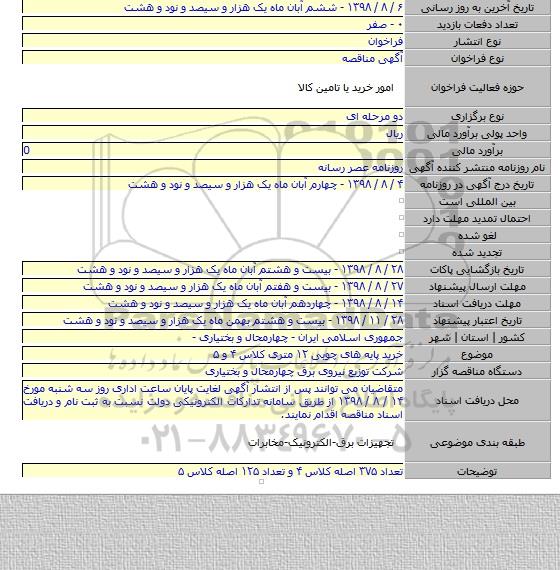 خرید پایه های چوبی ۱۲ متری کلاس ۴ و ۵