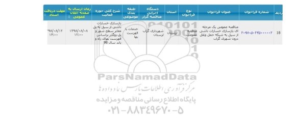 مناقصه, مناقصه بازسازی خسارت ناشی از سیل 