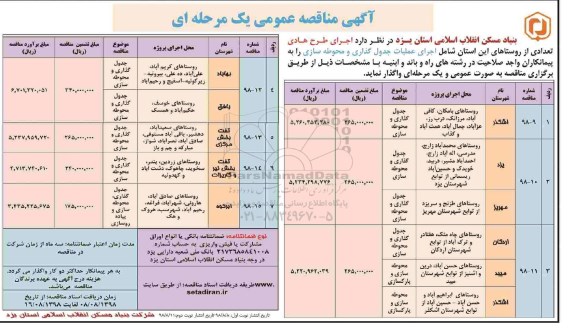 مناقصه عمومی,مناقصه  اجرای طرح هادی تعدادی از روستاها - نوبت دوم 