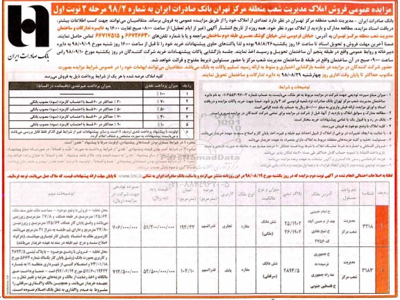 مزایده ،مزایده فروش املاک کاربری تجاری و بانک 