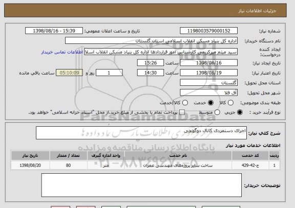 استعلام اجرای دستمزدی کانال دوگونچی