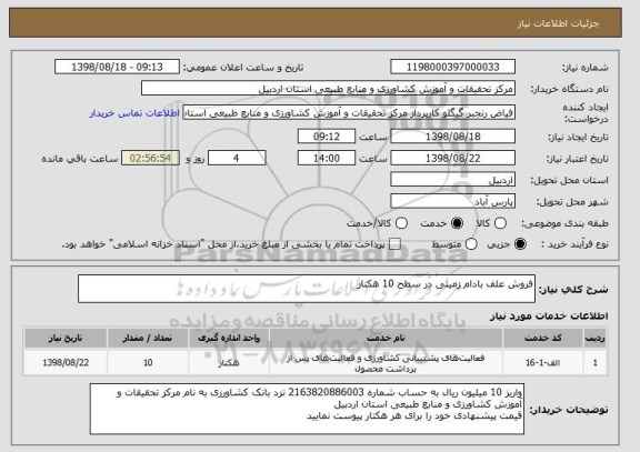 استعلام فروش علف بادام زمینی در سطح 10 هکتار 