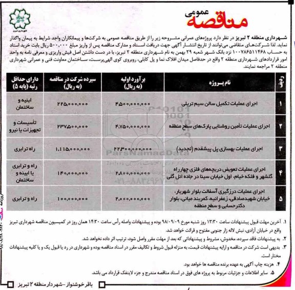 آگهی مناقصه عمومی , مناقصه اجرای عملیات تکمیل سالن سیم تریلی  و ...