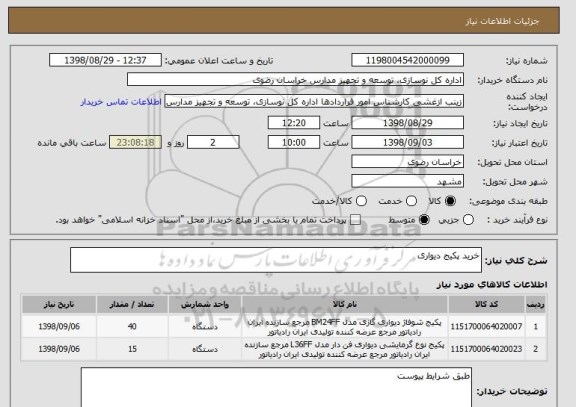 استعلام خرید پکیج دیواری 